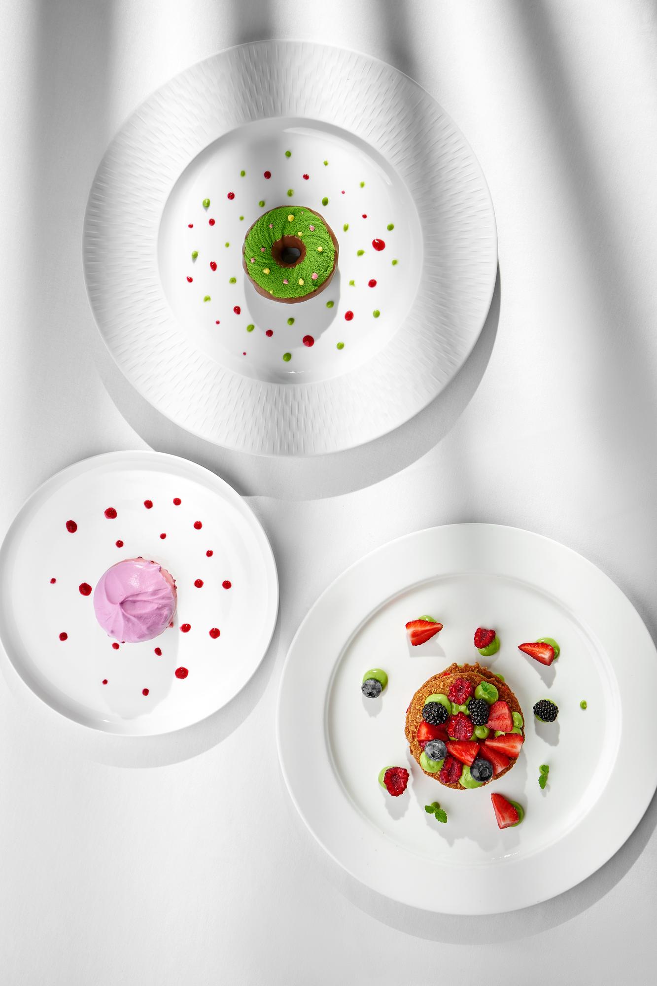 Precision plated modern dish on white plate